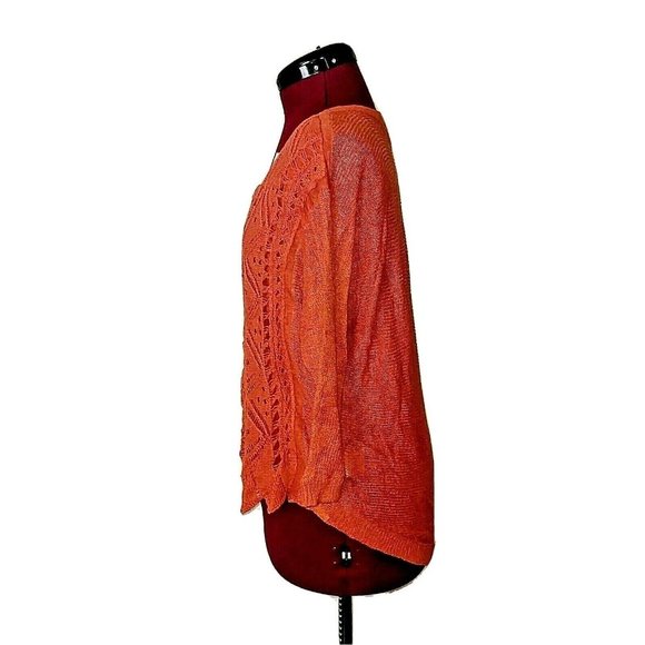 MOTH ANTHROPOLOGIE Womens Sweater Size Medium Burnt Orange Knit Hi Low B… - Picture 3 of 7